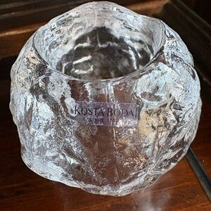 Kosta Boda Clear Textured Sculptural Glass Votive